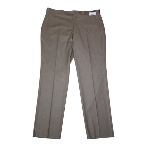 Caravelli Mens Tan Dress Pants 48R Not Hemmed Flat Front Designed In Italy - Picture 1 of 15